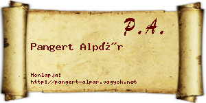 Pangert Alpár névjegykártya